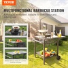 image:imageVEVOR Outdoor Grill Dining Cart with DoubleShelf BBQ Movable Food Prep Table Multifunctional Foldable Iron Table Top Portable Modular Carts for Pizza Oven Worktable with 2 Wheels Carry HandleIron Table Top