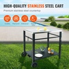 image:imageVEVOR Outdoor Grill Dining Cart with DoubleShelf BBQ Movable Food Prep Table Multifunctional Foldable Iron Table Top Portable Modular Carts for Pizza Oven Worktable with 2 Wheels Carry HandleStainless Steel Table Top