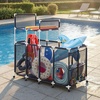 image:imageVEVOR Pool Storage Bin 6496 x 3346 x 6496 in Rolling Pool Float Storage Organizer with Side Pockets amp Noodles Holder Rack Durable Plastic Frame Poolside Toys Mesh Basket for Swimming PoolsPlastic Frame 6496 x 3346 x 6496 in