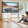 image:imageVEVOR Projector Screen with Stand 120 inch 169 4K 1080 HD Outdoor Movie Screen with Stand WrinkleFree Projection Screen with Tripods and Carry Bag for Home Theater Cinema Backyard Movie NightFlatfooted 80