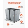 image:imageVEVOR PullOut Trash Can 27 QT x2 Double Under Mount Kitchen Waste Container Heavy Duty Garbage Recycling Bin with Door Kit and Soft Close Slide for Kitchen Cabinet Sink Under Counter Grey70QT35QTx2