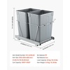 image:imageVEVOR PullOut Trash Can 27 QT x2 Double Under Mount Kitchen Waste Container Heavy Duty Garbage Recycling Bin with Door Kit and Soft Close Slide for Kitchen Cabinet Sink Under Counter Grey70QT35QTx2