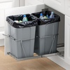 image:imageVEVOR PullOut Trash Can 27 QT x2 Double Under Mount Kitchen Waste Container Heavy Duty Garbage Recycling Bin with Door Kit and Soft Close Slide for Kitchen Cabinet Sink Under Counter Grey54QT27QTx2