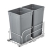 image:imageVEVOR PullOut Trash Can 27 QT x2 Double Under Mount Kitchen Waste Container Heavy Duty Garbage Recycling Bin with Door Kit and Soft Close Slide for Kitchen Cabinet Sink Under Counter Grey54QT