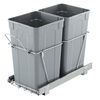 image:imageVEVOR PullOut Trash Can 27 QT x2 Double Under Mount Kitchen Waste Container Heavy Duty Garbage Recycling Bin with Door Kit and Soft Close Slide for Kitchen Cabinet Sink Under Counter Grey54QT27QTx2
