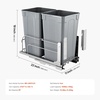 image:imageVEVOR PullOut Trash Can 27 QT x2 Double Under Mount Kitchen Waste Container Heavy Duty Garbage Recycling Bin with Door Kit and Soft Close Slide for Kitchen Cabinet Sink Under Counter Grey54QT