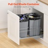 image:imageVEVOR PullOut Trash Can 27 QT x2 Double Under Mount Kitchen Waste Container Heavy Duty Garbage Recycling Bin with Door Kit and Soft Close Slide for Kitchen Cabinet Sink Under Counter Grey54QT