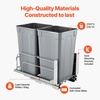 image:imageVEVOR PullOut Trash Can 27 QT x2 Double Under Mount Kitchen Waste Container Heavy Duty Garbage Recycling Bin with Door Kit and Soft Close Slide for Kitchen Cabinet Sink Under Counter Grey54QT
