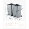 image:imageVEVOR PullOut Trash Can 27 QT x2 Double Under Mount Kitchen Waste Container Heavy Duty Garbage Recycling Bin with Door Kit and Soft Close Slide for Kitchen Cabinet Sink Under Counter Grey54QT27QTx2