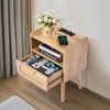 image:imageVEVOR Rattan Nightstand Boho Bedside Table with Drawer Open Shelf End Table Wooden Nightstand with Solid Wood Legs Rattan Side Table with Charging Station for Bedroom1 Drawer with Open Shelf