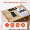 image:imageVEVOR Rattan Nightstand Boho Bedside Table with Drawer Open Shelf End Table Wooden Nightstand with Solid Wood Legs Rattan Side Table with Charging Station for Bedroom1 Drawer with Open Shelf