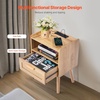 image:imageVEVOR Rattan Nightstand Boho Bedside Table with Drawer Open Shelf End Table Wooden Nightstand with Solid Wood Legs Rattan Side Table with Charging Station for Bedroom1 Drawer with Open Shelf