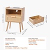 image:imageVEVOR Rattan Nightstand Boho Bedside Table with Drawer Open Shelf End Table Wooden Nightstand with Solid Wood Legs Rattan Side Table with Charging Station for Bedroom1 Drawer with Open Shelf