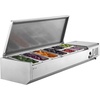 image:imageVEVOR Refrigerated Condiment Prep Station 150 W Countertop Refrigerated Condiment Station with Eight 16 Pans 304 Stainless Body and PC Lid Sandwich Prep Table for Restaurant amp Food StallNew Stainless 60 in