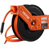 image:imageVEVOR Retractable Air Hose Reel 38 IN x 50 FT Hybrid Air Hose Max 300PSI Air Compressor Hose Reel with 5 ft Lead in CeilingWall Mount Heavy Duty Single Arm Steel ReelOpen Reel