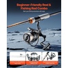 image:imageVEVOR Rod and Fishing Reel Combo IM6 Fiberglass amp Carbon Fiber Spinning Rod and Reel Combo Bass Fishing Pole with 65 ft TwoPiece Rods 61 Ball Bearings Stainless Steel Guides with Ceramic Rings