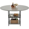 image:imageVEVOR Round Dining Table 47 inch Wood Table for 46 Person Modern Circle Dinner Furniture Leisure Tables with Storage Shelf and Metal Legs for Home Kitchen Living Room Grey Only Table47inch