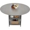 image:imageVEVOR Round Dining Table 47 inch Wood Table for 46 Person Modern Circle Dinner Furniture Leisure Tables with Storage Shelf and Metal Legs for Home Kitchen Living Room Grey Only Table47inch