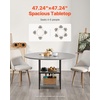image:imageVEVOR Round Dining Table 47 inch Wood Table for 46 Person Modern Circle Dinner Furniture Leisure Tables with Storage Shelf and Metal Legs for Home Kitchen Living Room Grey Only Table47inch