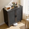image:imageVEVOR Sideboard Cabinet Buffet Cabinet with 2 Magnetic Doors and Adjustable Shelves Sideboard Buffet for Hallway Entryway Living Room or Kitchen NaturalPure Black
