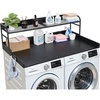 image:imageVEVOR 2 Drawers Washer Dryer Countertop with Shelf 54 x 27 Wooden Laundry Countertop with 2 Hooks amp Splicing Panels Washer and Dryer Topper Laundry Room Organization and Storage BlackBlack