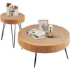 image:imageVEVOR 2 Pieces Round Coffee Tables Sets 313 in Industrial Living Room Table with 1 End Side Table Easy Assembly Coffee and End Tables Sets with Metal Legs for Office Living Room and Apartment