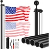 image:imageVEVOR 20FT Sectional Flagpole Kit Heavy Duty Aluminum Alloy in Ground Poles for Outside 3 Display Modes with 3x5 American Flag Professional Accessories SilverBlack