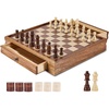 image:imageVEVOR 3in1 Chess Checkers Backgammon Table Set 18 Inch Premium Wooden Chess Table Deluxe Combo Game Table Furniture Set Chess Set Board Game Gift for Family Board GamesBrown