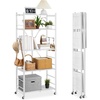 image:imageVEVOR 4Tier Foldable Storage Shelf 26W x 13D x 46H Inch Folding Metal Rack Shelving Unit No Assembly Organizer Shelf with 5 Wheels amp 4 Hooks for Pantry Kitchen Garage Basement BlackWhite