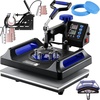 image:imageVEVOR 8 in 1 Heat Press Machine 15x15 Inch 360 Swing Away Tshirt Press Digital Professional Sublimation Heat Transfer for T Shirts Hat Cap Mug PlateBlue