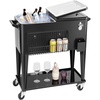 image:imageVEVOR 80 Quart Rolling Ice Chest Holds up to 50 Bottles  110 Cans Portable Patio Party Bar Drink Cooler Cart with Bottom Shelf Beverage Pool with Side Basket and Bottle Opener Black