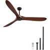 image:imageVEVOR 96 In Ceiling Fan without Light 6Speed Remote Control Aluminum 8Blade Reversible DC Motor Modern Low Profile Flush Mount Exterior Fan for Bedroom Living Room Patio IndoorOutdoor BlackWalnut