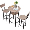 image:imageVEVOR Bar Table and Chairs Set 3PCS 235 Bars Tables Set with Rounded Corner Design Round Pub Table with Two Stools for Office Desk Breakfast Corner Mini Bars Light Gray Black3PCS 235