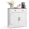 image:imageVEVOR Buffet Cabinet Farmhouse Sideboard Cabinet with Drawer 30 Coffee Bar Cabinet with Adjustable Shelves amp 2 Barn Door Sideboard Buffet Station for Living Room Entryway Kitchen WhiteWhite
