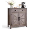 image:imageVEVOR Buffet Cabinet Farmhouse Sideboard Cabinet with Drawer 30 Coffee Bar Cabinet with Adjustable Shelves amp 2 Barn Door Sideboard Buffet Station for Living Room Entryway Kitchen WhiteGrey