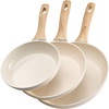 image:imageVEVOR Cast Iron Skillet 4Piece Frying Pan Set 6 8 10 12 in Skillets with HeatResistant Silicone Handle PreSeasoned Chefs Pan Kitchen Cookware for Oven Gas Electrical Induction BlackAluminum