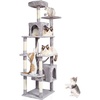 image:imageVEVOR Cat Tree for Indoor Cats 72 Cat Tower with 2 Cat Condos Sisal Scratching Post Hammock Top Perch Jumping Platforms Large Cat Furniture Activity Center with Hang Ball Light Grey