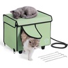 image:imageVEVOR Elevated Heated Cat House Cuboid Kitty Shelter 900D Oxford Cloth Foldable Cat Shelter with Heated Pad for Winter to Stay Warm amp Cozy Light Green Middle16 L x 13 W x 15 H
