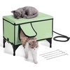 image:imageVEVOR Elevated Heated Cat House Cuboid Kitty Shelter 900D Oxford Cloth Foldable Cat Shelter with Heated Pad for Winter to Stay Warm amp Cozy Light Green Middle21 L x 13 W x 16 H