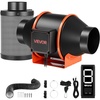image:imageVEVOR Inline Duct Fan Kit with Carbon Filter 807 CFM 8 inch EC Motor Ventilation Fan with 3Speed Circulation 10Speed PWM Controller Timer Cooling for Grow Tents Indoor Gardening Hydroponics4 Fan  Air Filtration Kit