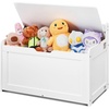 image:imageVEVOR Kids Storage Bench Wooden Toy Box Chest Large Storage Cabinet with Safety Hinge Toddlers Retro Storage Bench for Playroom Living Room or Entryway 297 x 153 x 189 in Easy Assembly BrownWhite