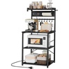 image:imageVEVOR Kitchen Bakers Rack with Power Outlets 315 x 157 x 637Inch Microwave Stand with Builtin Power Strip amp 5 Ft Cord 12 SShaped Hooks for Dish Storage Spice Jars Coffee Bar Organization236 x 157 x 551