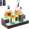 image:imageVEVOR LED Lighted Liquor Bottle Display 2Tier 16 Inch Whiskey Rack Supports USB Illuminated Home Bar Shelf with RF Remote amp App Control 7 Static Colors Acrylic Wood Lighted Shelf for 8 Bottles2 Step 16 InchesWoodAcrylic