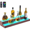 image:imageVEVOR LED Lighted Liquor Bottle Display 2Tier 16 Inch Whiskey Rack Supports USB Illuminated Home Bar Shelf with RF Remote amp App Control 7 Static Colors Acrylic Wood Lighted Shelf for 8 Bottles3 Step 30 InchesWoodAcrylic