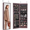 image:imageVEVOR LED Mirror Jewelry Cabinet 425inch Tall FullLength Mirror with Storage Wall MountOver the Door Jewelry Armoire Organizer with Lights Rounded Design Lockable Door with 2 Keys WhiteBrown