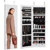 image:imageVEVOR LED Mirror Jewelry Cabinet 425inch Tall FullLength Mirror with Storage Wall MountOver the Door Jewelry Armoire Organizer with Lights Rounded Design Lockable Door with 2 Keys WhiteWhite