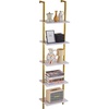 image:imageVEVOR Ladder Shelf 5Tier Bookshelf 156x118in Open WallMounted Ladder Shelf with Metal FrameStorage Rack Sundries Holder for Kitchen Bedroom Bathroom Living Room Gold WhiteGold