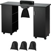image:imageVEVOR Manicure Nail Table Mobile Nail Station with Powerful Dust Collector MDF Nail Tech Desk with 8 Lockable Wheels 3 Dust Bag amp Wrist Rest Nail Art Workstation for Home Spa Beauty SalonBlack