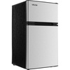image:imageVEVOR Mini Fridge with Freezer 32 CuFt Dual Zone Compact Refrigerator 3 Modes Adjustable Temp Energy Efficient Small Fridge Reversible Door Low Noise for Bedroom Dorm Brushed StainlessBrushed Stainless