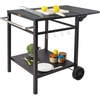 image:imageVEVOR Outdoor Grill Dining Cart with DoubleShelf BBQ Movable Food Prep Table Multifunctional Foldable Iron Table Top Portable Modular Carts for Pizza Oven Worktable with 2 Wheels Carry HandleIron Table Top